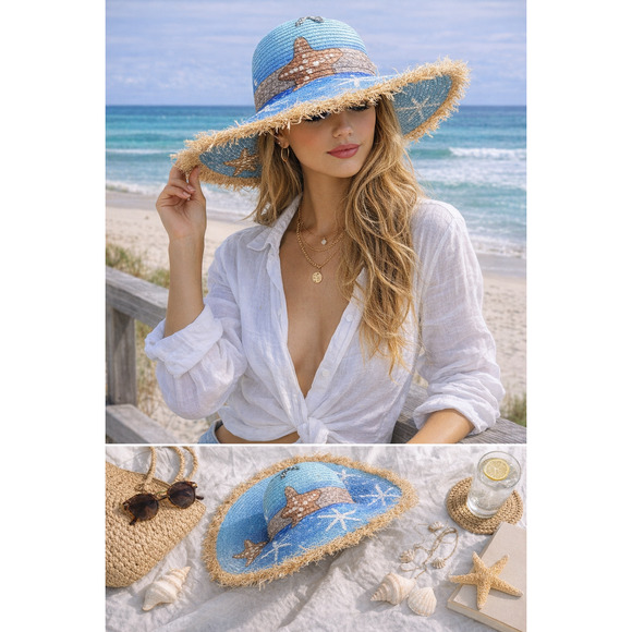 Blue Coastal Starfish Straw Hat – Beachy Resort Vibes